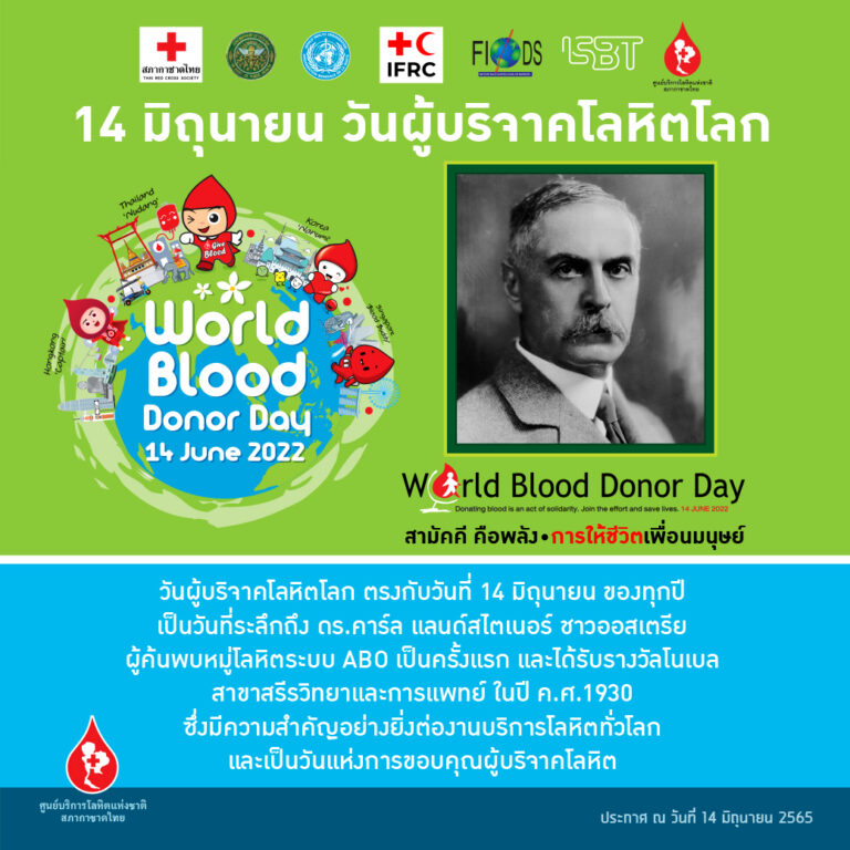 วันผู้บริจาคโลหิตโลก เป็นวันขอบคุณผู้บริจาคโลหิตWorld Blood Donor Day 2022